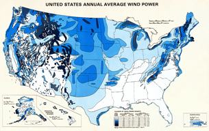 Average Annual Wind Power Map